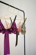 Load image into Gallery viewer, Fig Satin Tie Front Bralet