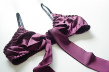 Load image into Gallery viewer, Fig Satin Tie Front Bralet