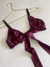 Load image into Gallery viewer, Fig Satin Tie Front Bralet