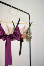 Load image into Gallery viewer, Fig Satin Tie Front Bralet
