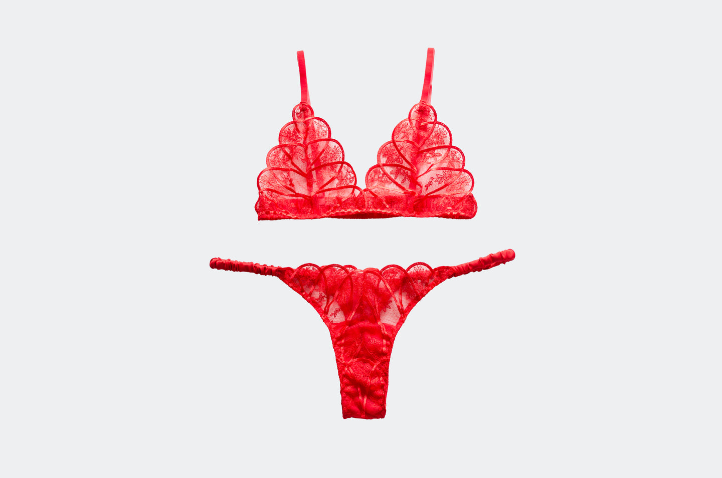 Scarlet Lace And Satin Set