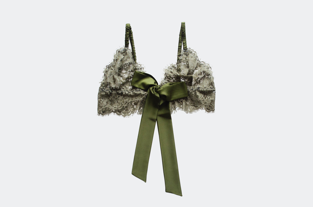 Pine Tie Front Lace Bralet