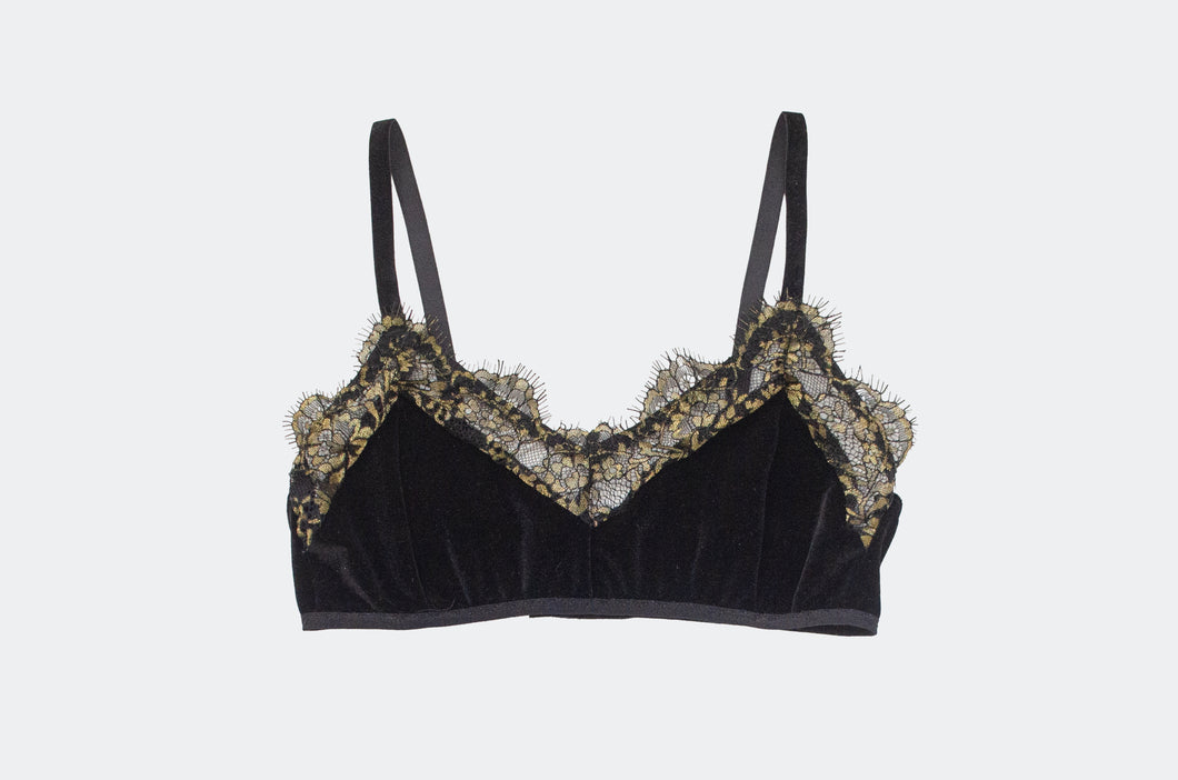 Noir Velvet and Lace Bra