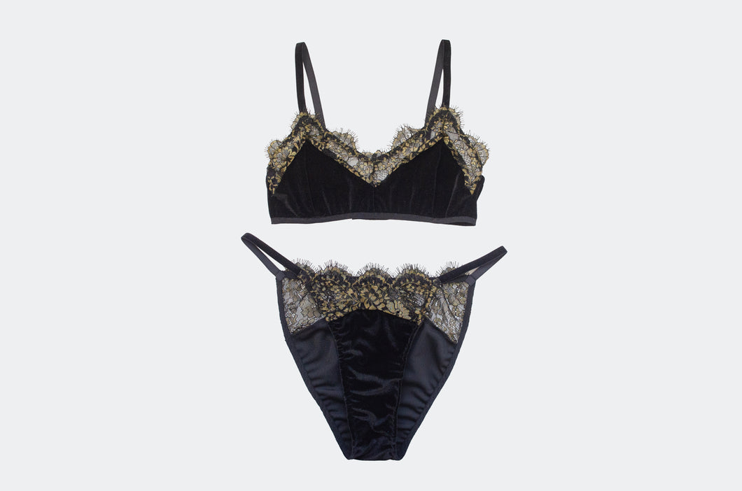 Noir Velvet and Lace Set