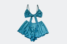 Load image into Gallery viewer, Teal Satin Lounge Set
