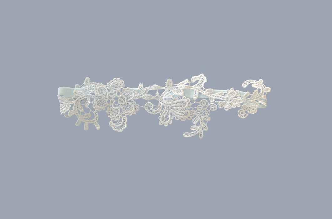 Bridal: Blue Applique Garter