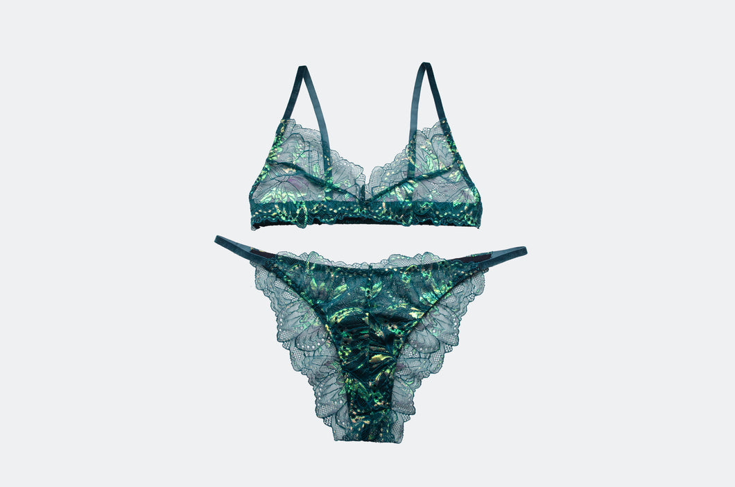 Pixie Green Metallic Lace Set