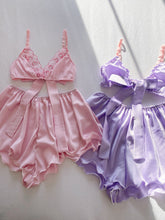 Load image into Gallery viewer, Lavender Satin Lounge Set
