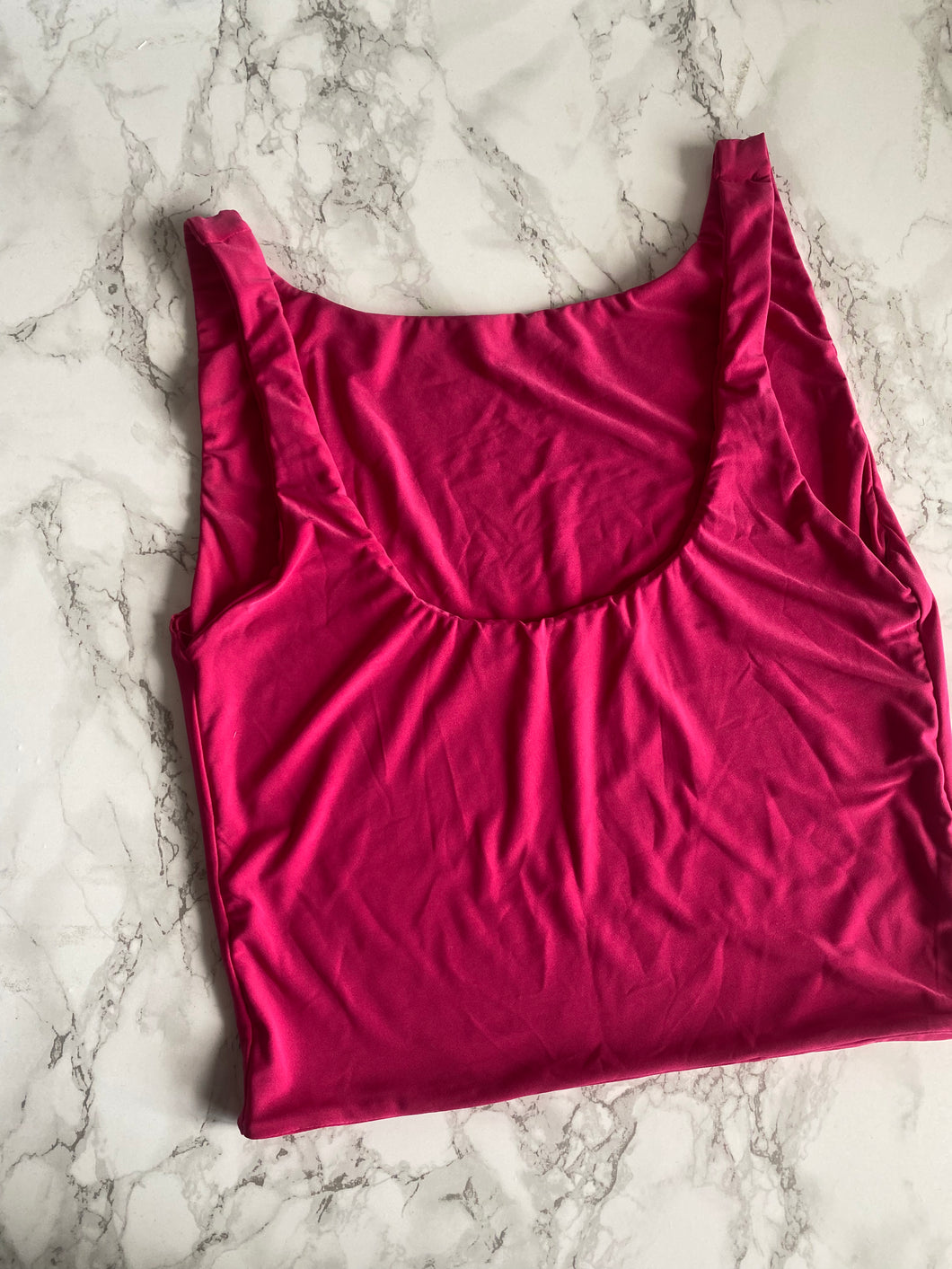 Hot Pink Crop - Scoop Neck - Small