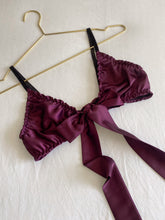 Load image into Gallery viewer, Fig Satin Tie Front Bralet
