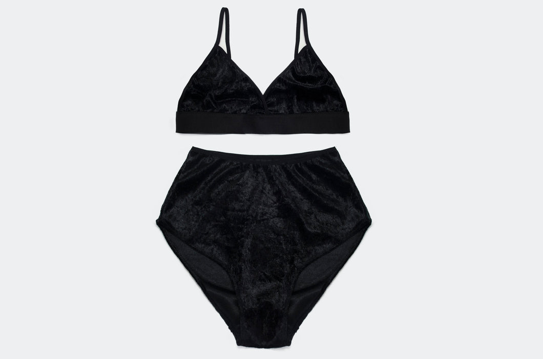 High waist velvet set