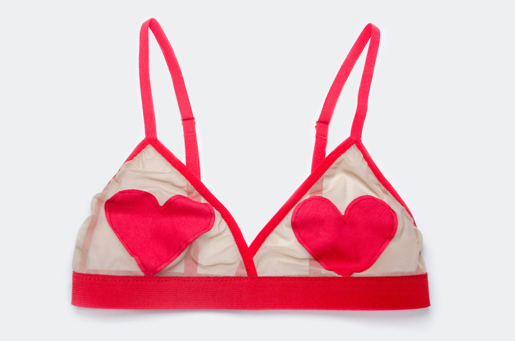 Heart applique bra