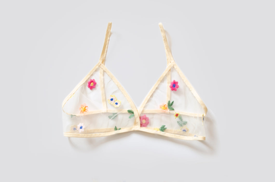 Daisy Embroidered Bra