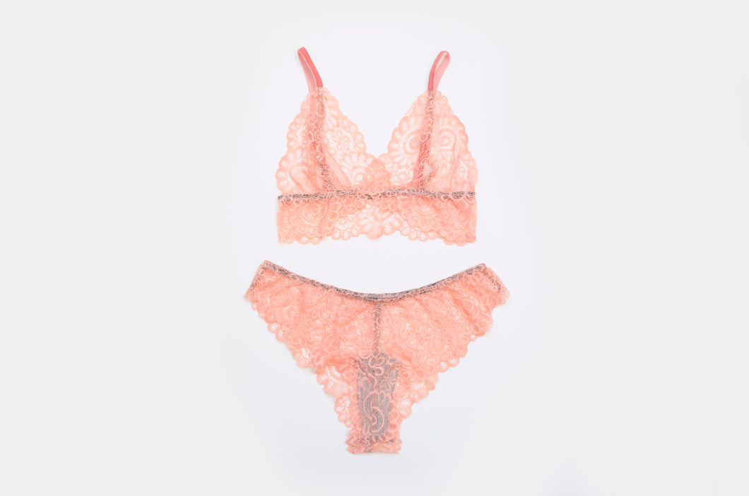 'Peach' Lace Set