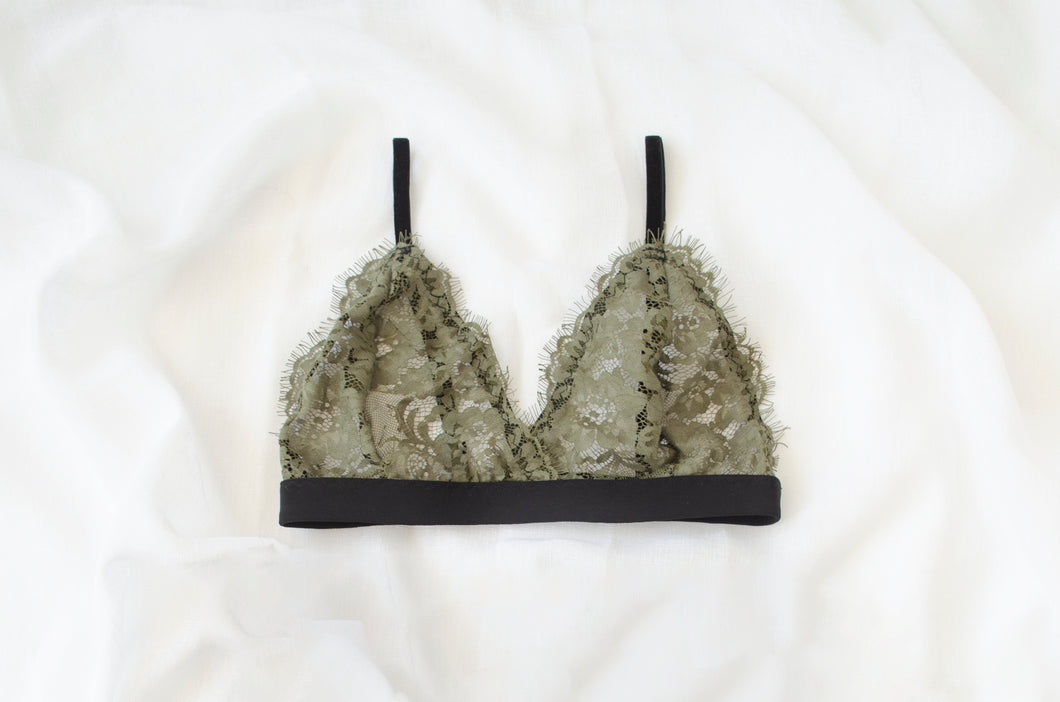 'Drift' Khaki Eyelash Bra